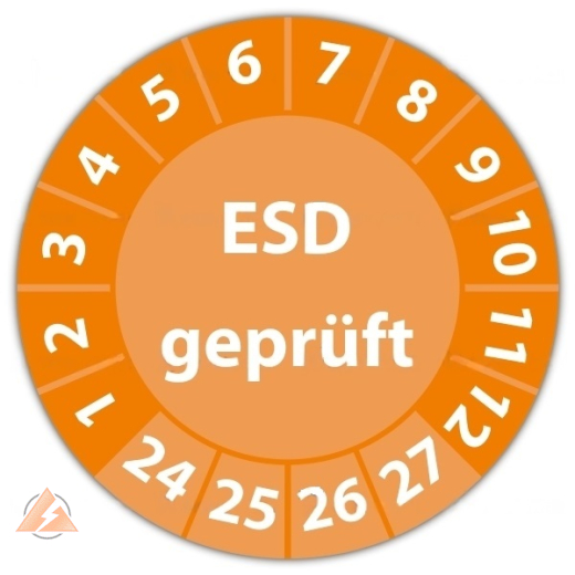 Jahresprüfplaketten &quote;ESD-geprüft&quote; rund 20 mm