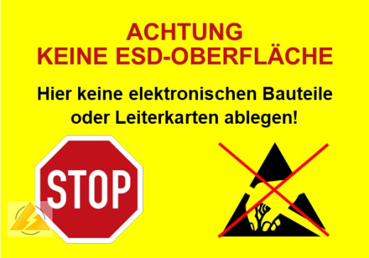 Warnschild &quote;Keine ESD-Oberfläche,...&quote; 16 Stk.
