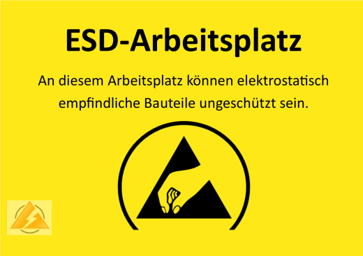 Warnschild &quote;ESD-Arbeitsplatz&quote; in A4