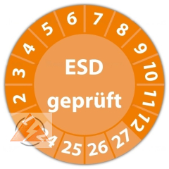 Jahresprüfplaketten &quote;ESD-geprüft&quote; rund 20 mm