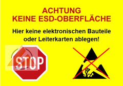 Warnschild &quote;Keine ESD-Oberfläche,...&quote; 16 Stk.
