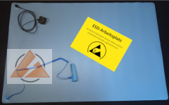 ESD-Arbeitsplatz Grundausstattung Größe 600 x 900 mm inkl Warnschild