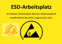 Warnschild &quote;ESD-Arbeitsplatz&quote; in A4